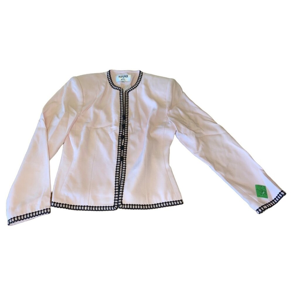Kasper For A.S.L. Womens Pink Jacket With Black Trim Size 6 Polyester & Acetate